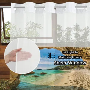 Ocean print sheer window curtain with metal grommets, lightweight light filtering aesthetic home decor.