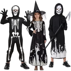 Enfants Halloween squelette faucheur sorcière cosplay costume ensemble fête déguisement