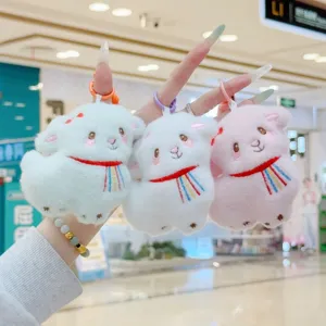 Simpatico portachiavi pecora di peluche ricamato bambola animata ciondolo borsa moda.