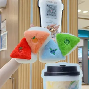 Cartoon Sandwich Plush Keychain Cute Fruit Embroidery Bread Bag Pendant Soft Stuffed Food Doll Keyring Accessory Gift For Women