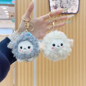 Süße lockige schaf plüsch schlüsselanhänger anhänger flauschige lamm puppe taschenschmuck geschenk.