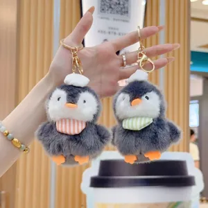 Cute plush penguin keychain soft stuffed animal doll bag charm for birthday gift items.