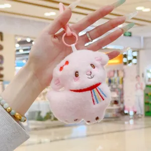 Portachiavi peluche pecorella ricamata rosa simpatico cartone animato borsa ciondolo