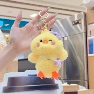 Cute yellow plush chick keychain plushie bag charm fluffy cartoon doll pendant gift