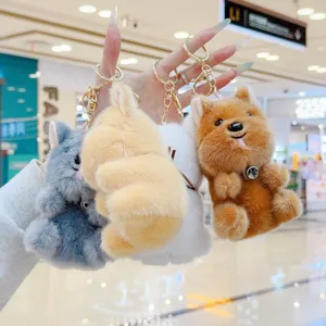 Cute plush puppy keychain doll, soft stuffed animal toy pendant for bags and keys, lovely gift choice.