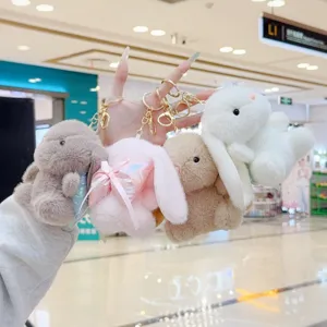 Süßes Plüschkaninchen Schlüsselanhänger Set, weiche flauschige Hasen Puppe Tasche Anhänger.