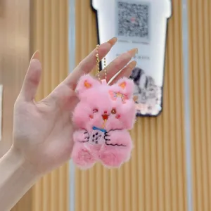 Simpatico portachiavi gatto di peluche rosa bubble tea bambola cartone animato borsa