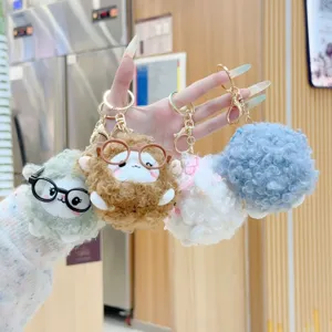 Niedlicher flauschiger lockiger Schaf Plüsch Schlüsselanhänger Tasche Anhänger Deko.