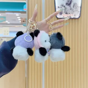 Niedlicher Plüsch Panda Schlüsselanhänger Cartoon Tasche Anhänger flauschiges Spielzeug bunt