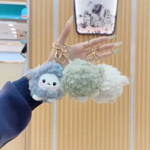 Flauschiger Locken-Schaf-Plüsch-Schlüsselanhänger, süßer Taschenanhänger, weiches Stofftier.