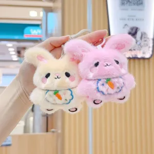 Cute plush rabbit keychain fluffy bunny bag charm cute stuffed animal pendant fluffy toy gift