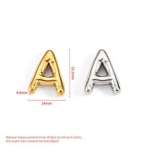 Stainless steel bubble letter A pendant detail, 19.2x14mm DIY jewelry accessory charm.