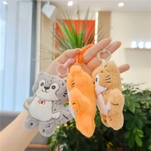 Bonito juego de llavero de tigre de peluche, animal suave para bolsos y coches.