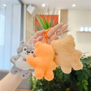 Lindo llavero de peluche de tigre y oso juguete suave perfecto para decoración de coche.