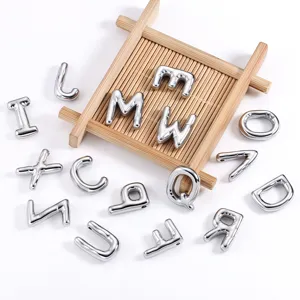 Stainless steel bubble letter charms metal 3D alphabet pendants for DIY necklace bracelet making