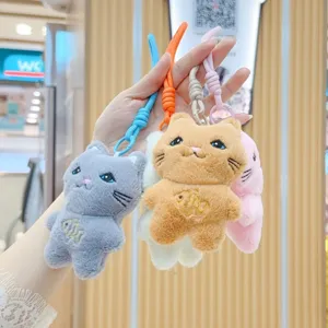 Plush cat keychain cute cartoon animal plushie pendant phone bag charm cute gift accessory