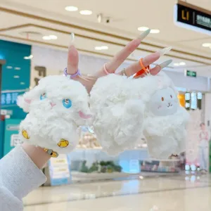 Portachiavi in peluche agnello riccio carino, ciondolo zaino morbido giocattolo regalo.