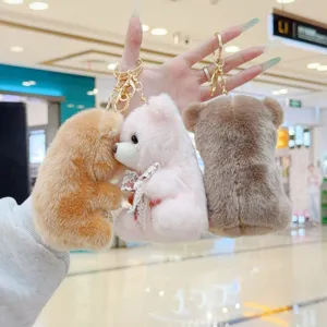 Cute plush bear keychain fluffy teddy bear bag charm cute animal pendant gift