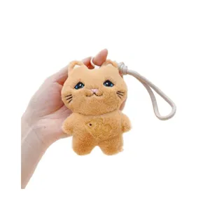 Cute plush cat keychain fluffy animal mobile phone pendant soft toy accessory for gifts