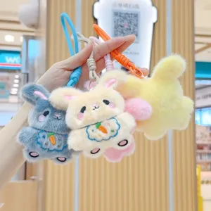 Cute embroidered plush animal doll keychain pendant fluffy claw machine toy cute gift