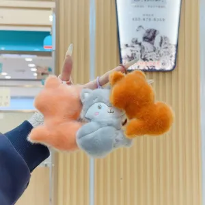 Cute plush animal keychain cute embroidered doll bag pendant fluffy toy gift accessories