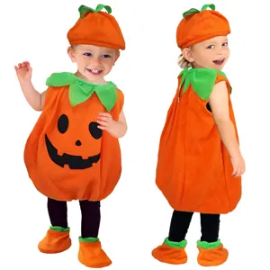 Αξιολάτρευτο παιδικό κοστούμι κολοκύθας Halloween με καπέλο και φόρμα για πάρτι cosplay.