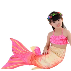 Set costume da bagno sirena per bambini con coda colorata e bellissimo top bikini.