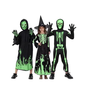 Enfants Halloween squelette lumineux costume cosplay fete faucheuse habiller tenues pour garcons filles