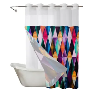 Geometrischer Duschvorhang mit Rautenmuster wasserdicht moderner Badezimmer Hauptansicht