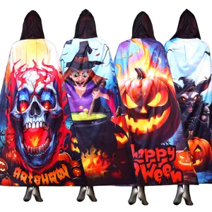 Halloween cape à capuche déguisement effrayant citrouille sorcière crâne fête cosplay