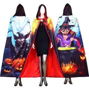 Halloween cape à capuche sorcière chauve-souris citrouille imprimé fête costume cosplay top