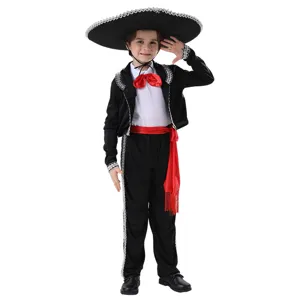 Kids Mexican Mariachi costume set with jacket pants shirt hat for party performance carnival