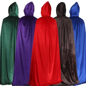 Halloween Velvet Hooded Cloak Cape Adult Kids Unisex Cosplay Costume Party