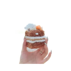 Cute plush cake pendant keychain fluffy cream pastry bag charm for daily decoration toy