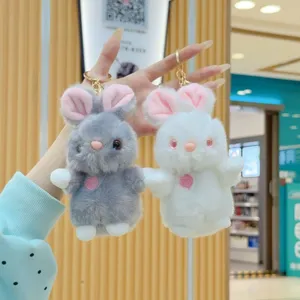 Cute fluffy rabbit plush keychain cute stuffed animal doll bag pendant birthday gift