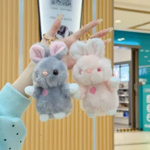 Cute plush rabbit keychain soft toy for girls lovely bunny bag pendant birthday gift ornament