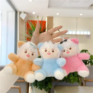 Cute Cartoon Sheep Plush Keychain Small Lamb Stuffed Doll Bag Charm With Metal Clasp Decoration For Backpack Purse Gift
