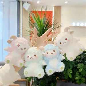 Schattige Cartoon Pluche Schaap Speelgoed Sleutelhanger Zacht Polyester Klein Lammetje Dier Pop Hangend Ornament Rugzak Charm