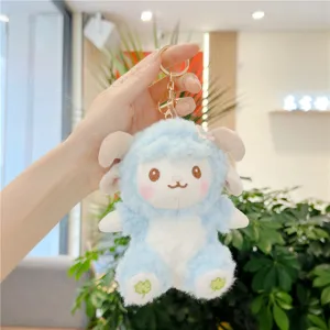 Blauw pluche schaap sleutelhanger schattig ram pop hanger pluizig tas accessoire en cadeau