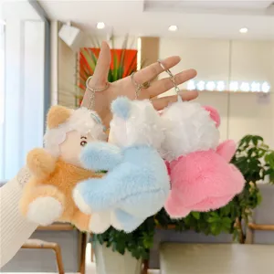 Cute plush sheep keychain fluffy animal doll pendant backpack bag charm fluffy plush toy