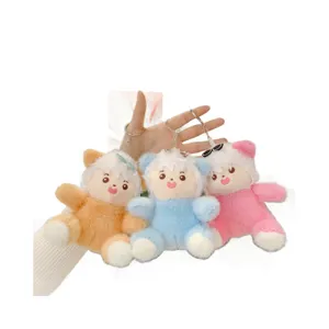Cute fluffy sheep plush doll keychain backpack pendant set of three cute animal hanging toys