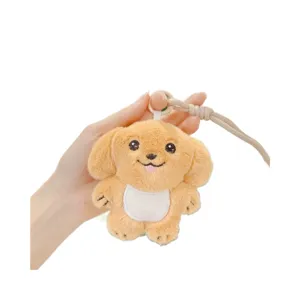 Cute puppy plush toy pendant keychain soft animal doll bag charm fluffy gift key ring