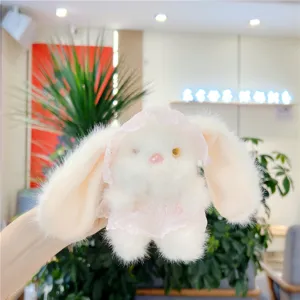 Süßer Spitzen-Kaninchen Plüschtier Anhänger, weiche Stofftier Taschen-Deko und Schlüsselanhänger.