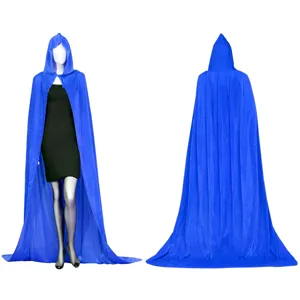 Blue hooded velvet cloak for Halloween cosplay, costume party, and theatrical performances.