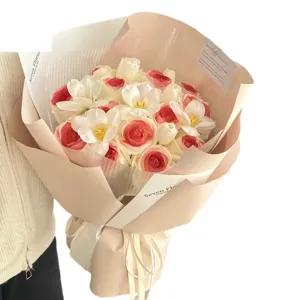 Korean Style Waterproof Flower Wrapping Paper Solid Color Matte Plastic Bouquet Packaging Material For DIY Crafts Floral Supplies
