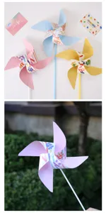 Juguete de molinillo de viento de papel colorido para regalo del día del niño, decoración ramo.