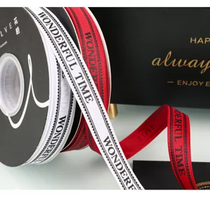 Nastro grosgrain stampato 1.5cm wonderful time per confezioni floreali regali fiocchi fai da te.