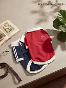 College style dog polo sweatshirt pet winter warm apparel large dogs red navy blue