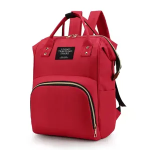 Mochila cambiador roja multifuncional de gran capacidad, bolso de viaje portátil para mamá.
