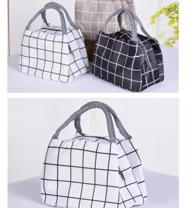 Borsa termica isolata con motivo a griglia bento portatile per studenti e scuola